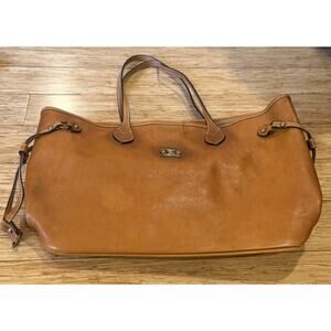 PRATESI FIRENZI ITALIAN DESIGNER COGNAC BROWN LEATHER VETULONIA TOTE BAG